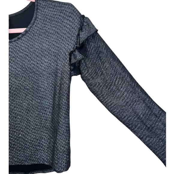 Design Lab Lord & Taylor black silver long sleeve knit top large - Picture 3 of 5